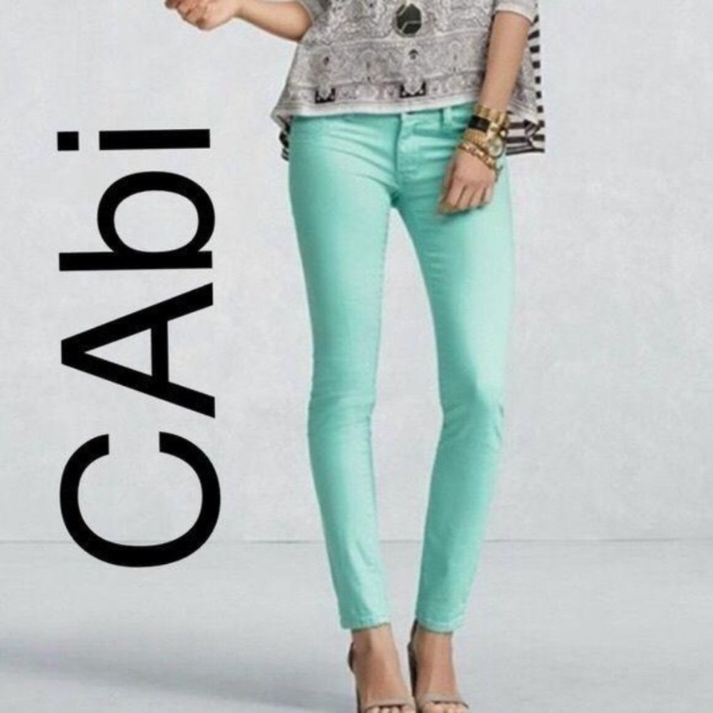 CABI 322 Sea / Thin Mint Green Skinny Jeans 8